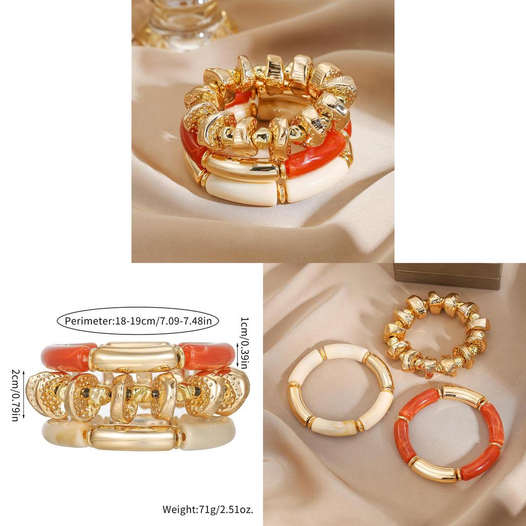 European Style Geometric Acrylic Ccb Bracelets For Women And Men With Handmade Design