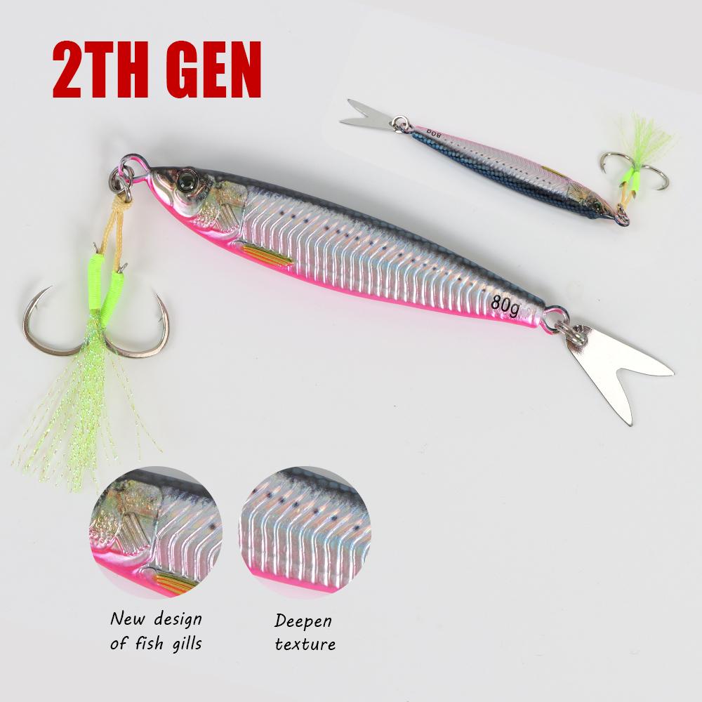 TOLU  NEW 3D Printed Fast Sinking Metal Jig Lure 20g 30g 40g 60g 80g Saltwater Shore Casting Fishing Lure Vertical Metal Jig