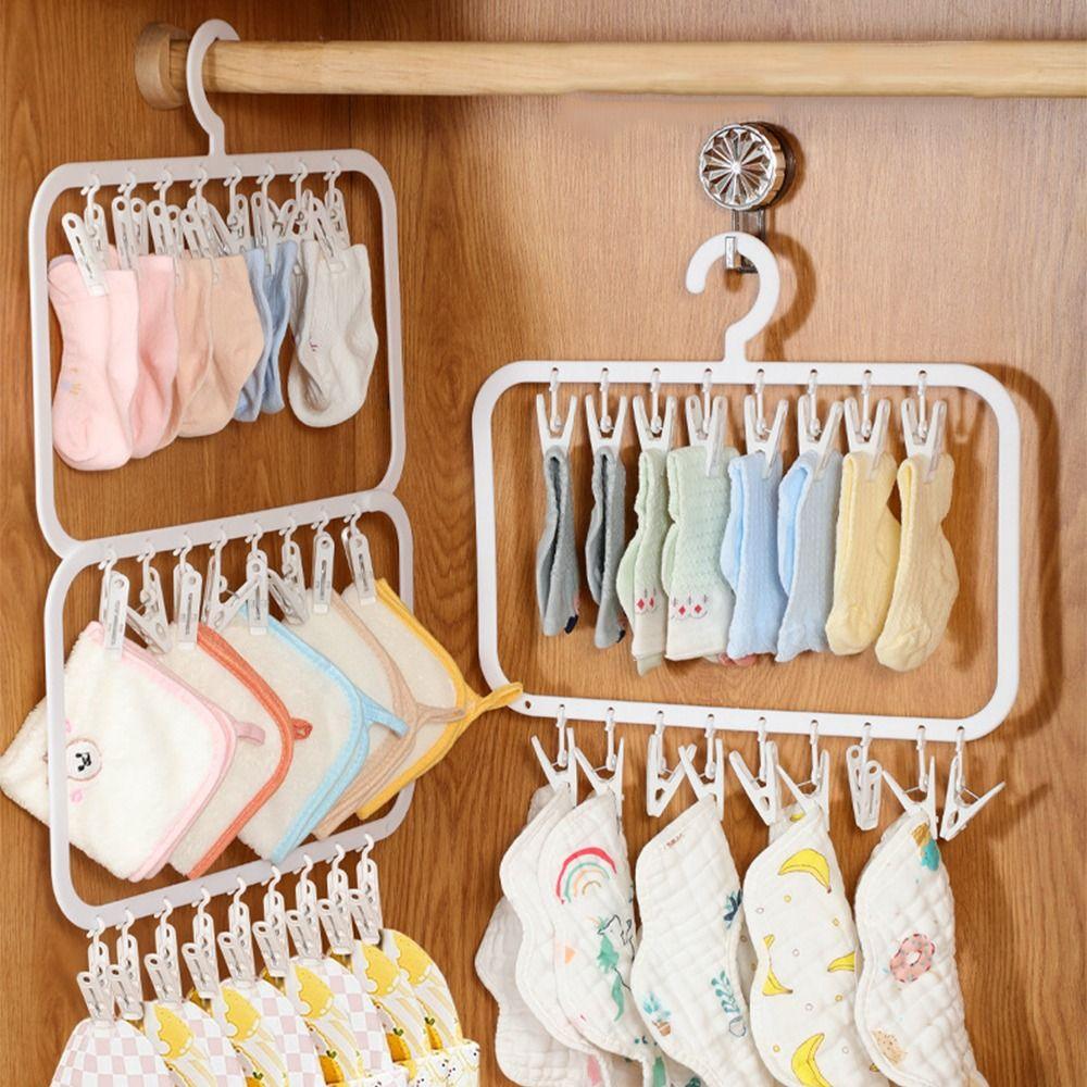 Windproof Sock Drying Rack Portable Drying Rack with Clips  Baby Clothes Drying