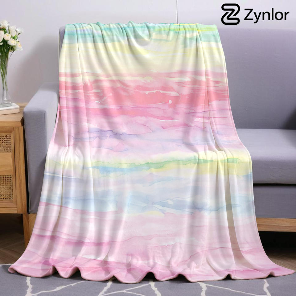 Pastel Watercolor Wash Ultra Soft Sherpa Fleece Blanket Fluffy Warm Halloween Cozy Throw for Sofa Couch Bedroom Gift All season