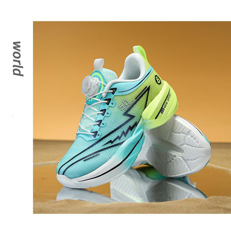 

2025 new summer children s sports shoes mesh lightweight men s middle school and older children s running sports rotating button basketball shoes 40
