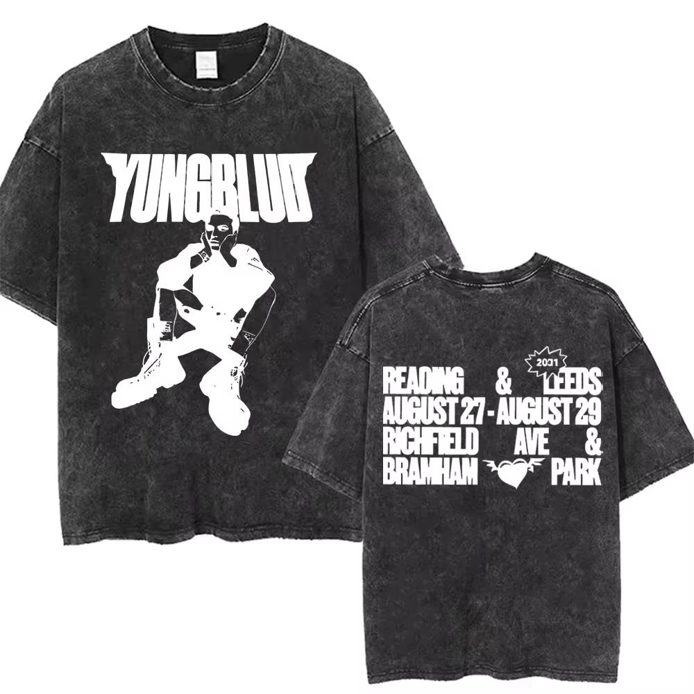 Washed Vintage Yungblud Idols World Tour Tshirt Mens Women Casual Oversized Cotton T Shirt Male Hip Hop Fashion Retro Tshirts