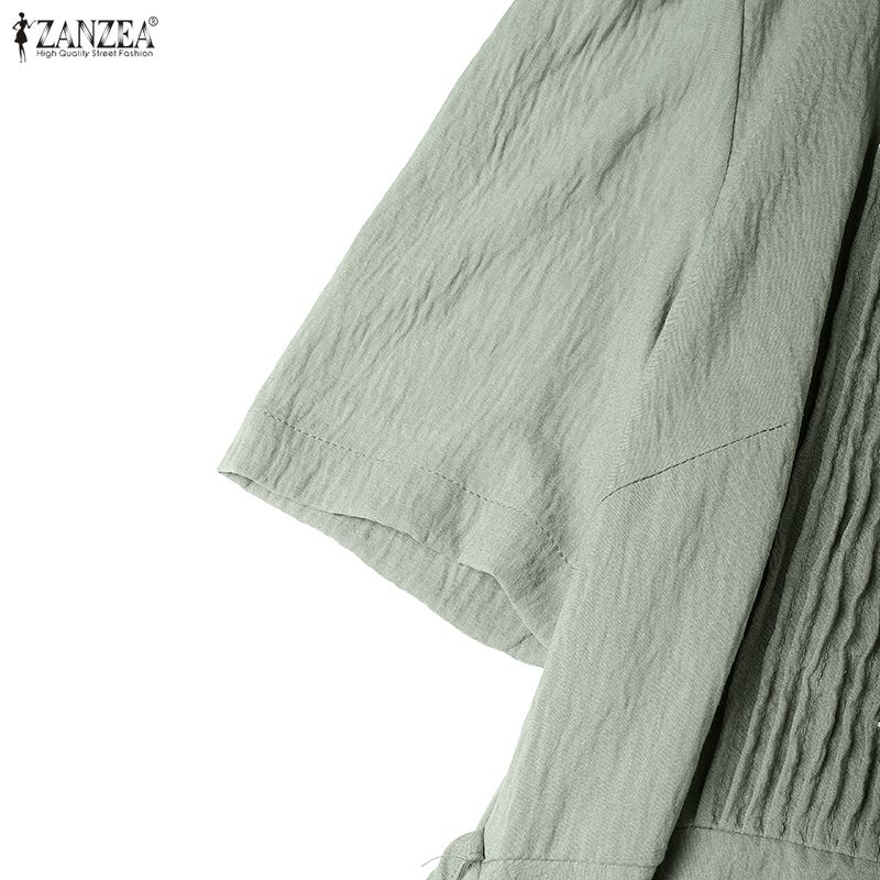 ZANZEA Women Summer V-Neck Casual Short Sleeve Dress