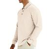 Mens Loose Turn Down Collar Long Sleeve Casual Business Solid Polo Shirt