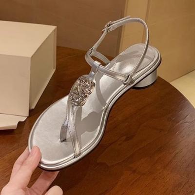 Sommer Streetstyle Zehensteg Schmaler Riemen Dünne Niedrige Absätze Damen Sandalen Schnalle Riemen Damen Freizeitschuhe Zapatos De Mujer
