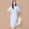 1011 spring and summer new oil painting style nightdress women's cotton and silk loose large size ruffle edge short-sleeved loungewear dress