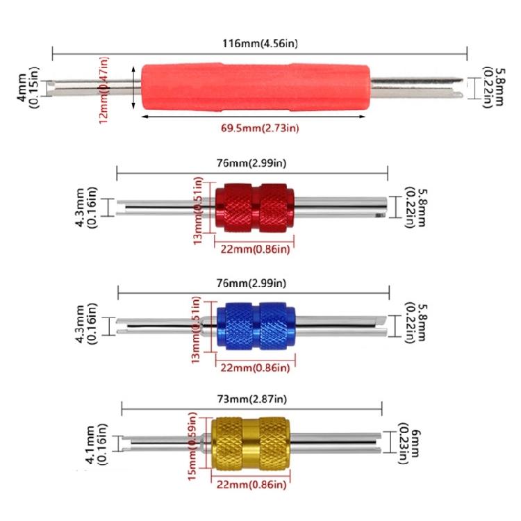 4Pcs Car Air Conditioner Valves Stem Cores Remover Wrench Double HVAC Valves Cores
