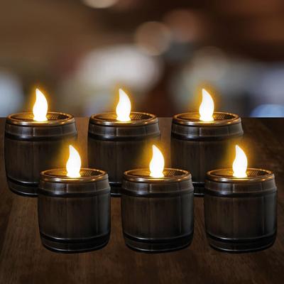 Solar Lamps Tea Lights LED Candle Light Outdoor Waterproof Energy Electronic Flickering Lighting Garden Wedding Party Decoration