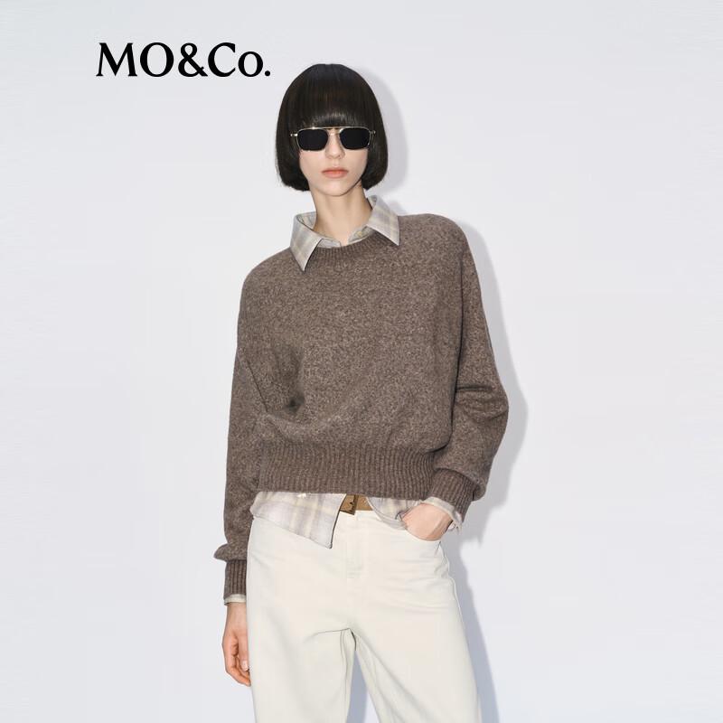 MO&Co. Women's Wool Blend Crew Neck Sweater