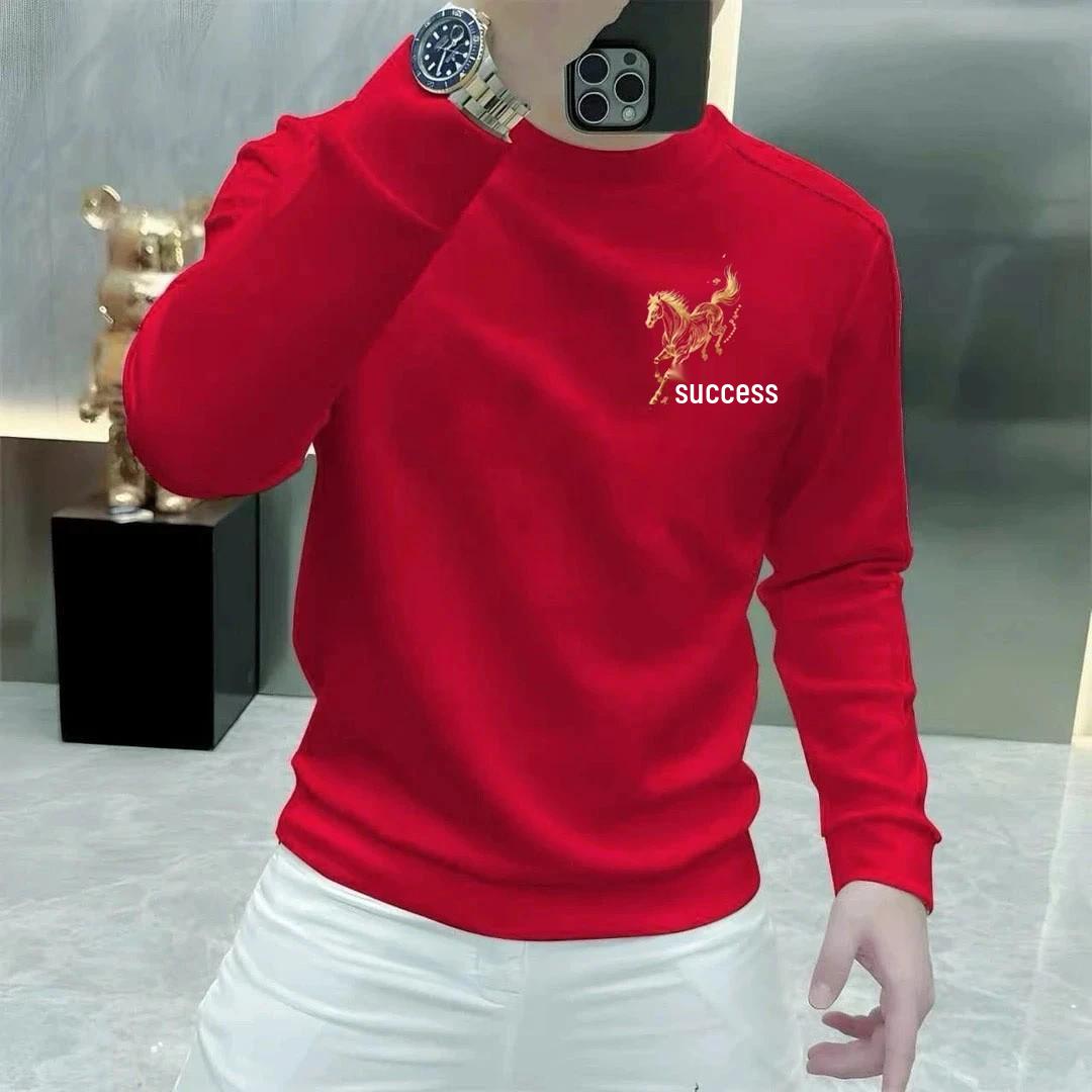2026 Year of the Horse Red Hoodie for Men - Zodiac New Year Casual Top L