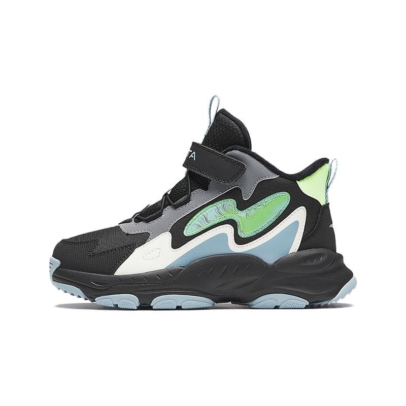 Anta Kids Fleece Lined Warm Comfortable Shock Absorbing Durable Low Top Running Shoes Kids Running Shoes Black White A312346922-3