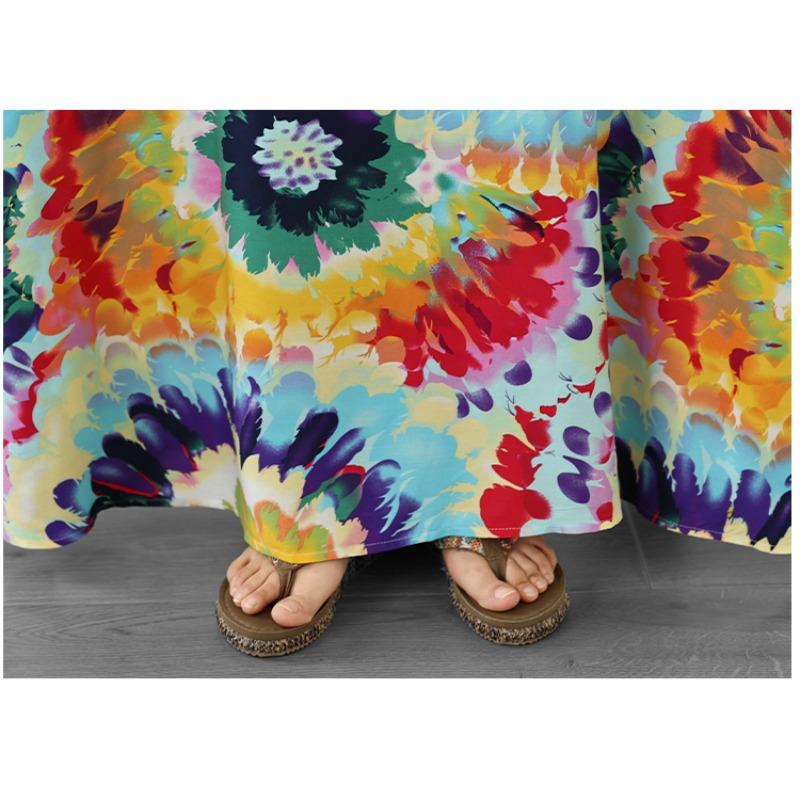 DIMANAF 2026 Women Plus Size Summer Beach Lady Long Dress Clothing Vest Sleeveless Vintage Loose Oversize Maxi Print Sundress