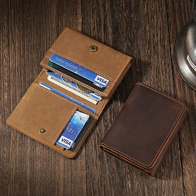 NEW 2025 Vintage Crazy Horse Leather Credit Card Holder Wallet Mens Real Cowhide Slim ID VIP Business Cards Small Change Coins Purses