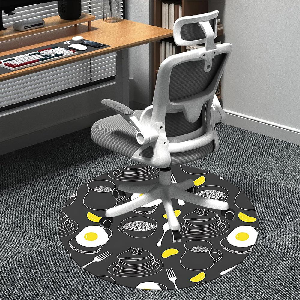 

1pc Egg Foods Office Round Rug, Non-slip, Soft and Durable Office Rug for Interior Decoration, Perfect for Office, Beautiful Decoration yy260323082 80cm by 80cm