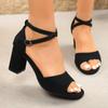 Ladies Shoes 2026 High Quality Open Toe Women's Sandals Fashion Zip Office and Career Summer Plus Size Solid Heeled Sandals