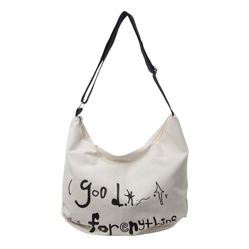 

Холщовая сумка с алфавитом женская лето 2025 новая модная сумка-тоут в университетском стиле универсальная сумка-мессенджер большой вместимости