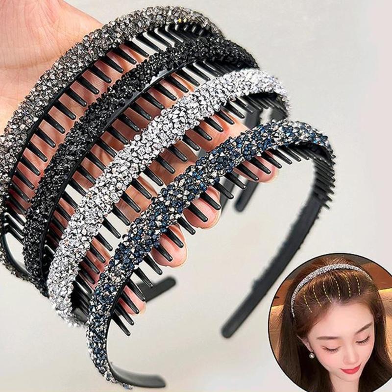 Rhinestones Headband NonSlip Crystal Teeth Comb Hairband Fashionable Hair Bands For Women Girl Face Washing Everyday Use