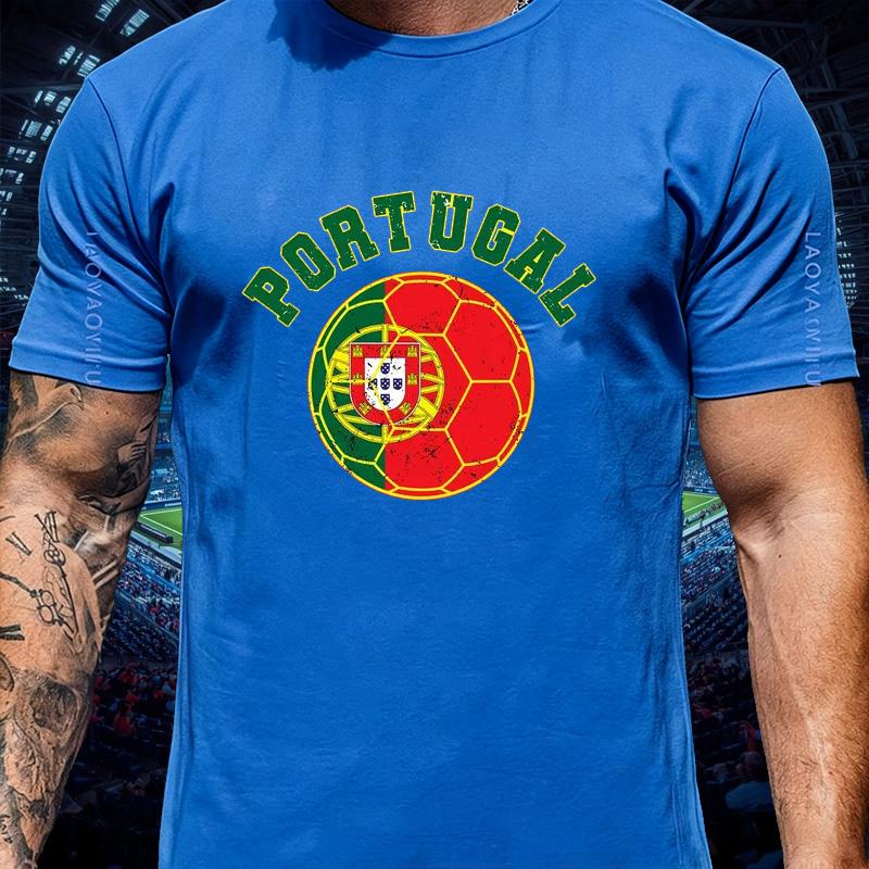 Portugal Champion Soccer T Shirt Unisex Unisex Vintage Football National Flag Emblem Print Cotton Fan Casual Short Sleeve Tee