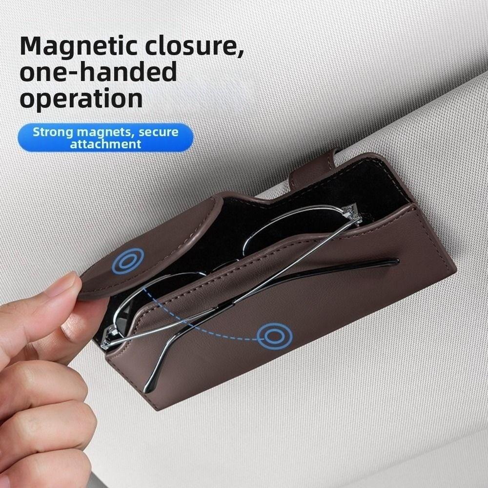 Eyeglass Case Car Sunglasses Holder PU Leather Sun Visor Storage Box Car Glasses Case  Automobile