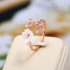 Exquisite Leaf Shell Flower Women'S Ring, Rose Gold Adjustable Design, Light Luxury Jewelry Accessory, Preferred For Holiday Gifts