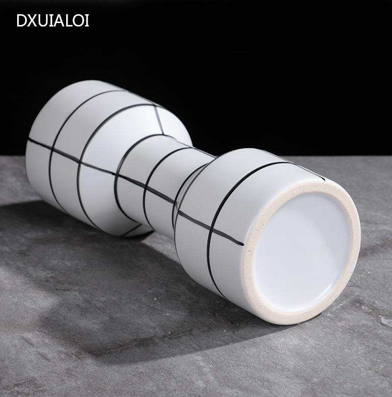 Nordic Black and White Striped Creative Ceramic Vase Geometric Craft Ornaments Room Decoration Accessories  Home Decor