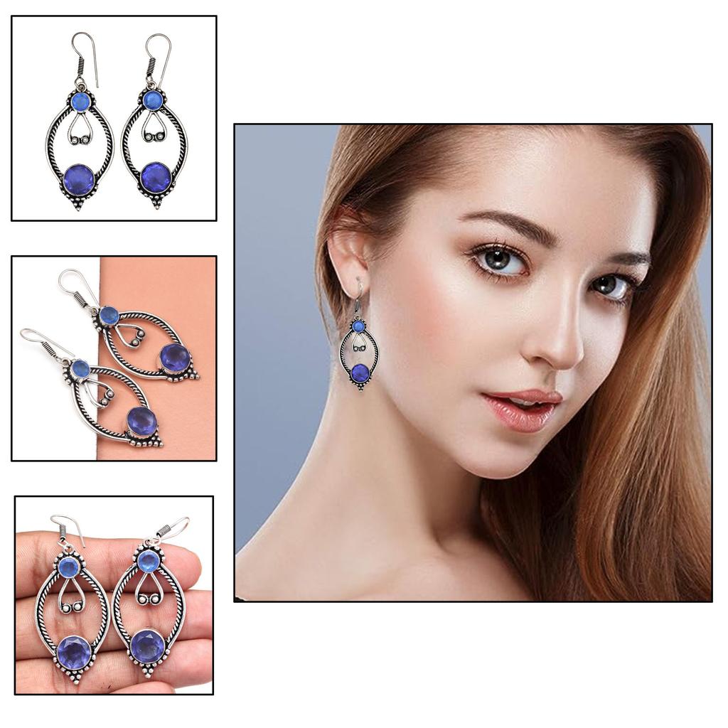 Tanzanite Gemstone Unisex Women's Gift For Her Silver Jewelry Earring 1.5''