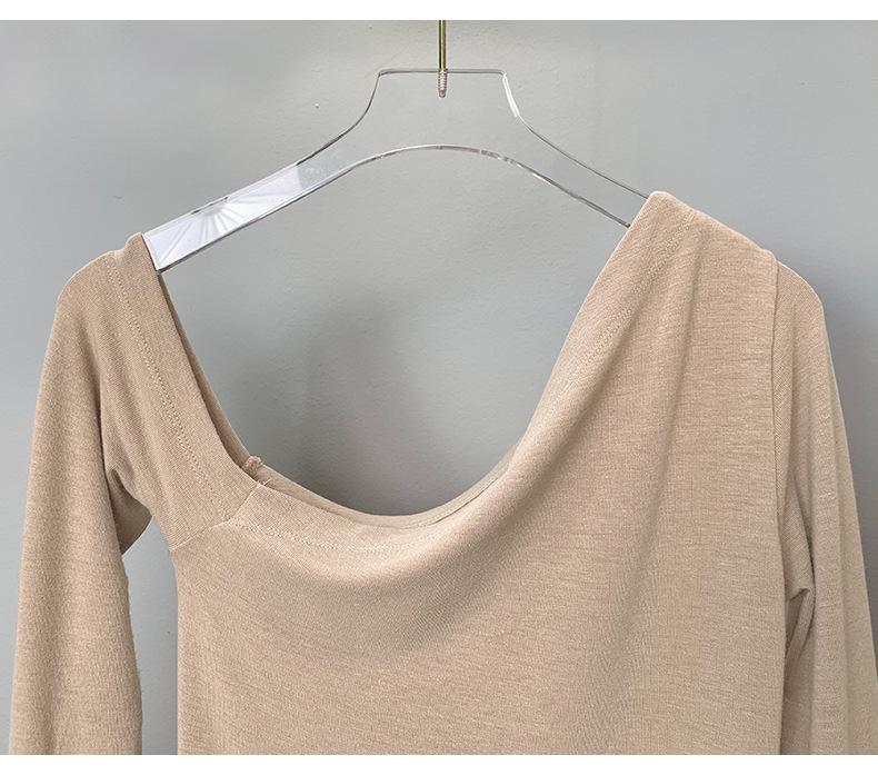 Korean Off-Shoulder Slim Fit Long-Sleeve T-shirt for Women