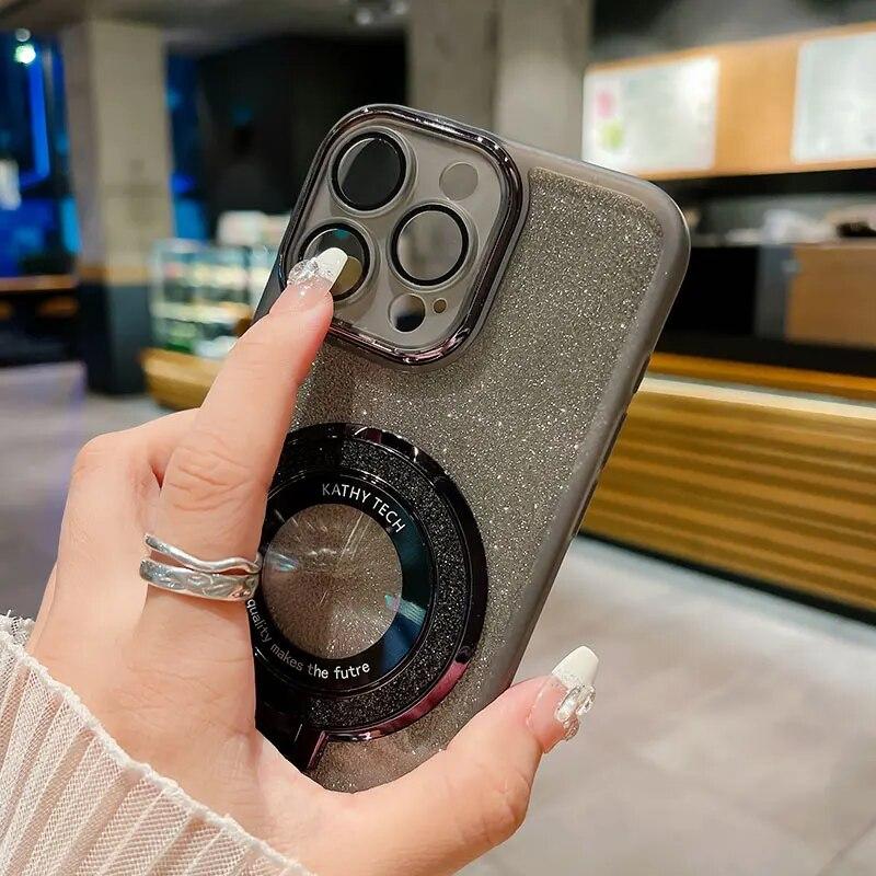 Case For Honor Magic5 Lite Case Luxury with Holder,Magnetic Glitter Cover For Honor Magic 5 6 90 Lite X9a X9b X8 B Cases Bracket