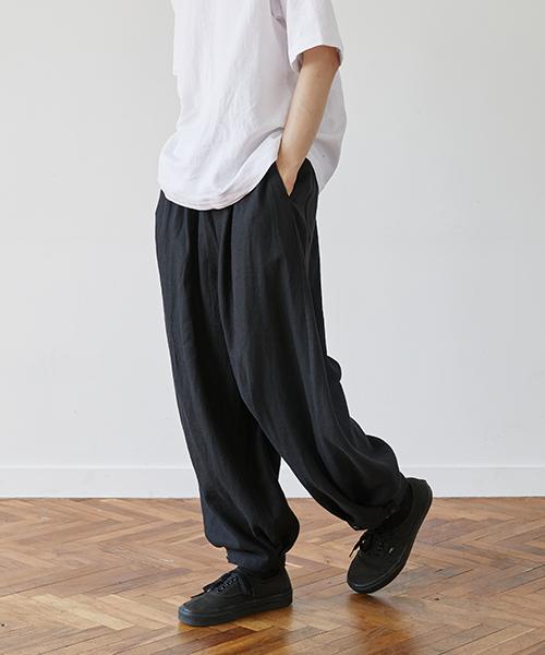 Mallen Unisex Linen Button Balloon Pants Black