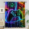 2Pcs Colorful Gamepad Printed Blackout Curtains Suitable For Bedroom Kitchen Dining Room Living Room Study Office Bathroom