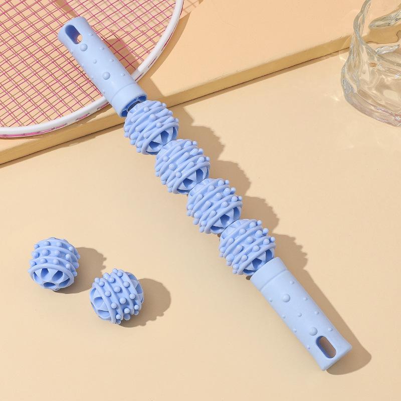 4 Ball Massage Stick Roller for Calf Muscle Cervical Neck Shoulder Back Relaxer Yoga Wolf Teeth Muscles Relaxation Fitness