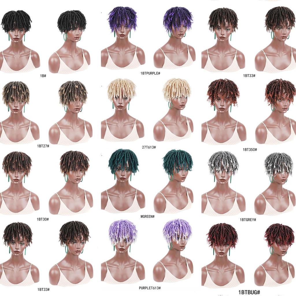 Dreadlock Hair Wigs Short Hair Wig Toupe Curly Braids Clip On Curly Loose Afro Black Ombre Color Hairpiece For Women