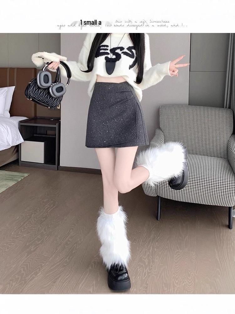 Women's High Waist Irregular Sequin Pleated A-line Skirt - Autumn/Winter 2025 Collection