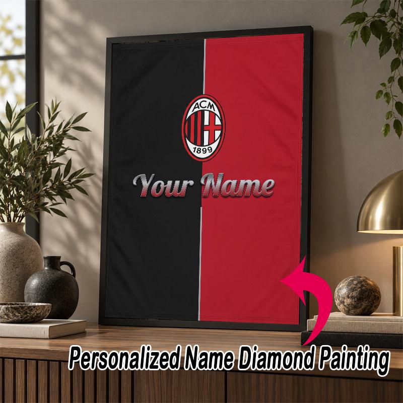 Custom Name AC Milan 5D Diamond Painting Personalized Full Drill Diamond Art Kit Gift