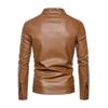 Autumn and winter men's casual leather jacket men's locomotive jacket slim-fitting trend young men's pu leather jacket thin velvet