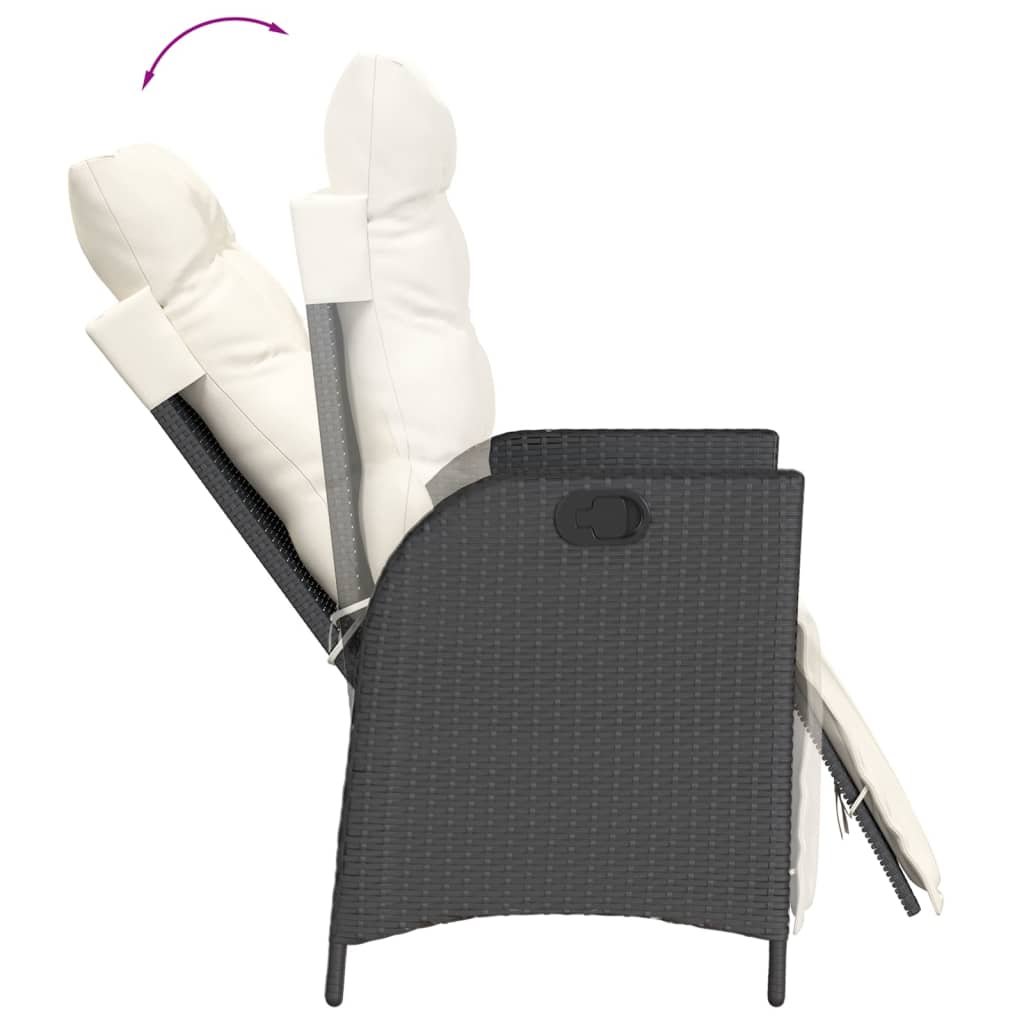 Vidaxl 7-Cz. Garden Furniture Set With Cushions, Black, Poly Rattan
