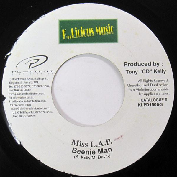 7inch Record BEENIE MAN  Miss L.A.P. KLPD15063 K..Licious Musi 2001 Jamaica Reggae Ska  Dub Used