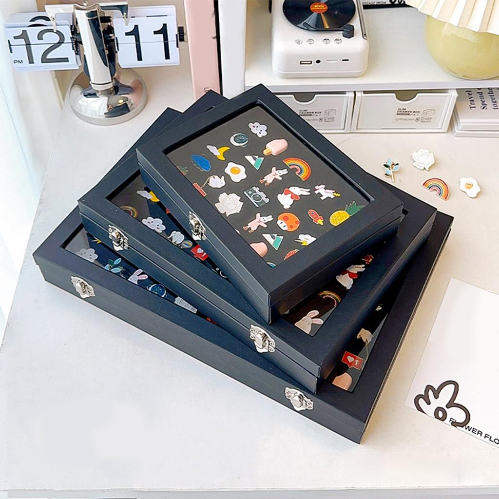 Stor fløyelsnål utstillingsboks Skyggeboksramme for bærbare militære medaljer og smykker på vegg eller bord