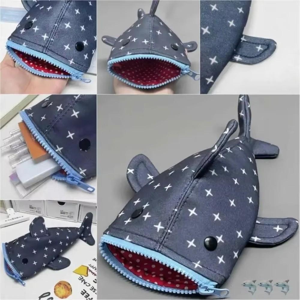 Shark Design Pencil Case Large Capacity Pen Bag Marker Organizer Office Stationery Storage