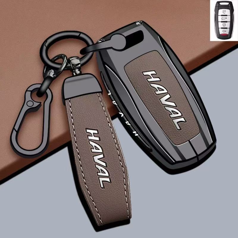 Zinc Alloy Key Fob Cover for Haval H6/Cool Dog/H7/H8/Chulian/H4/H5/F7/F5/H9/Big Dog Plus, Protective Case Shell with Keychain
