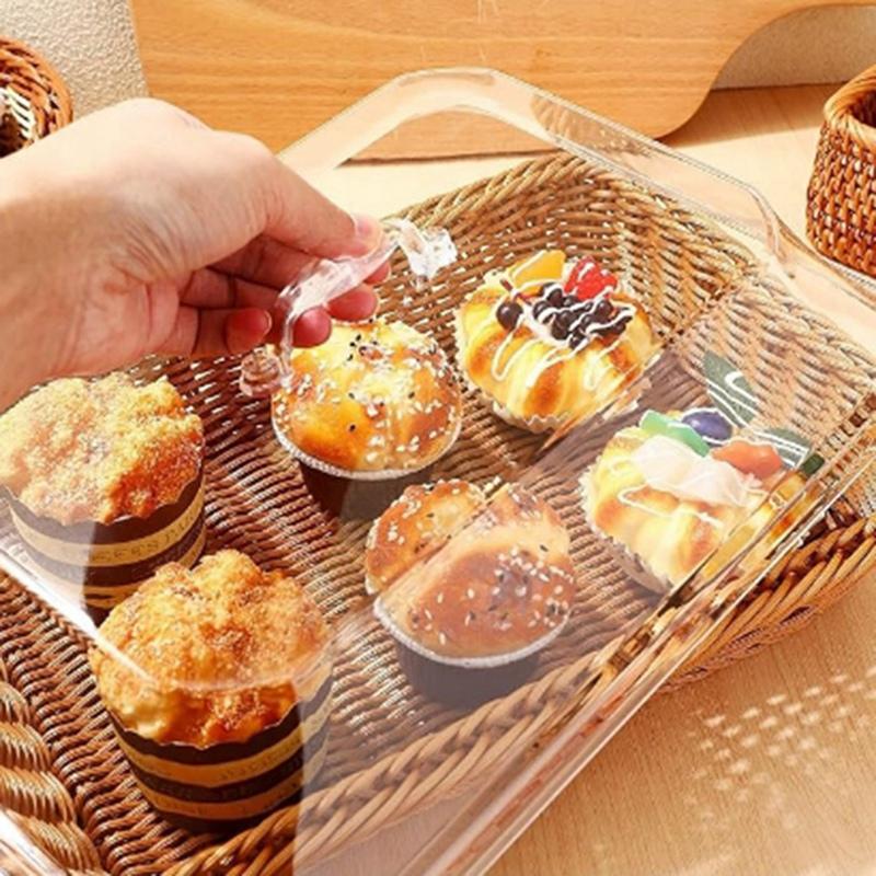 Basket With Lid,Basket With Lid For Food,Tabletop Food Serving Basket,Woven Picnic Basket,Bread Basket For Serving коричневый