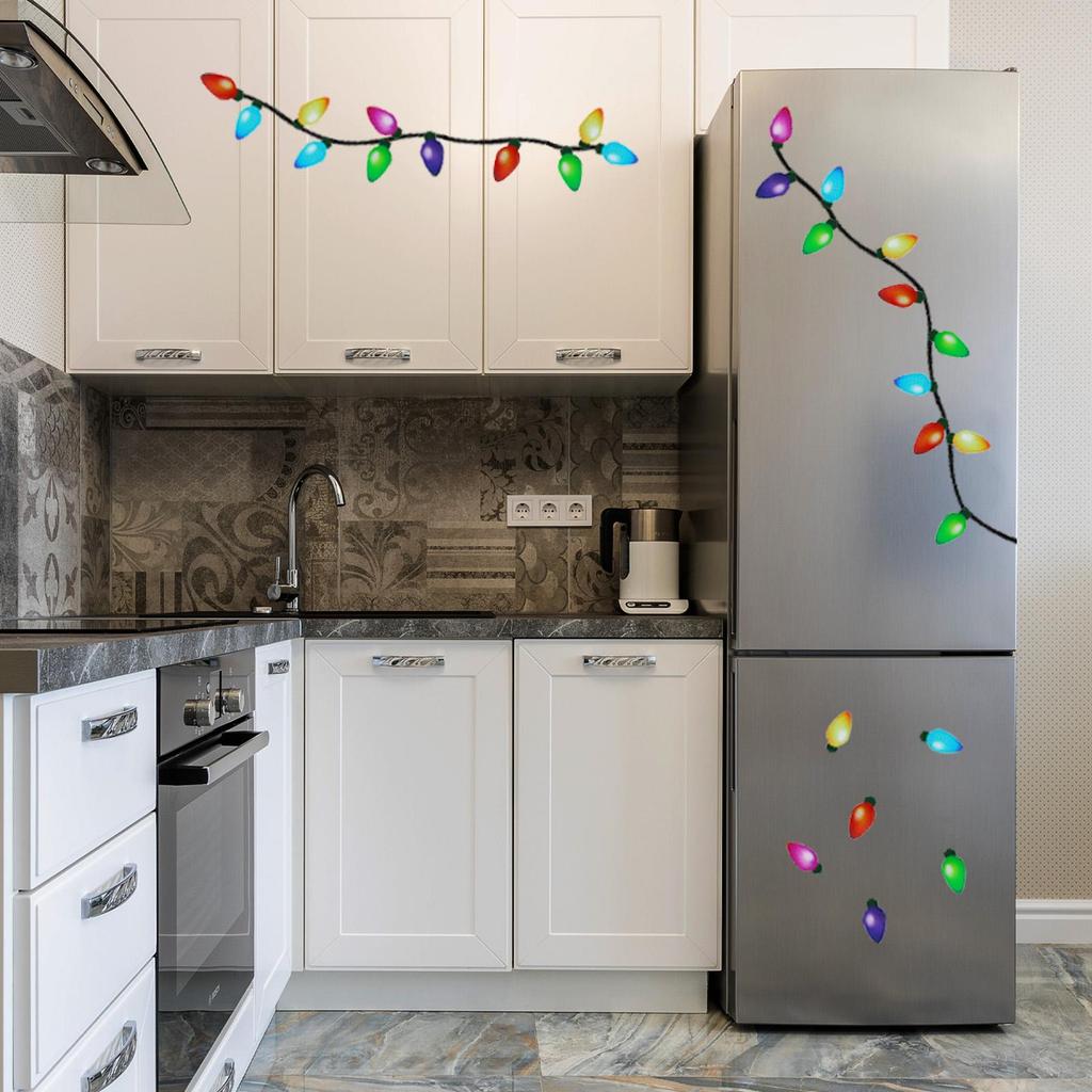 70Pcs Christmas Reflective Car Refrigerator Magnets Decorations Set, 42Pcs Reflective Bulb Light Magnets with 28Pcs Lines Magnetic Car Stickers