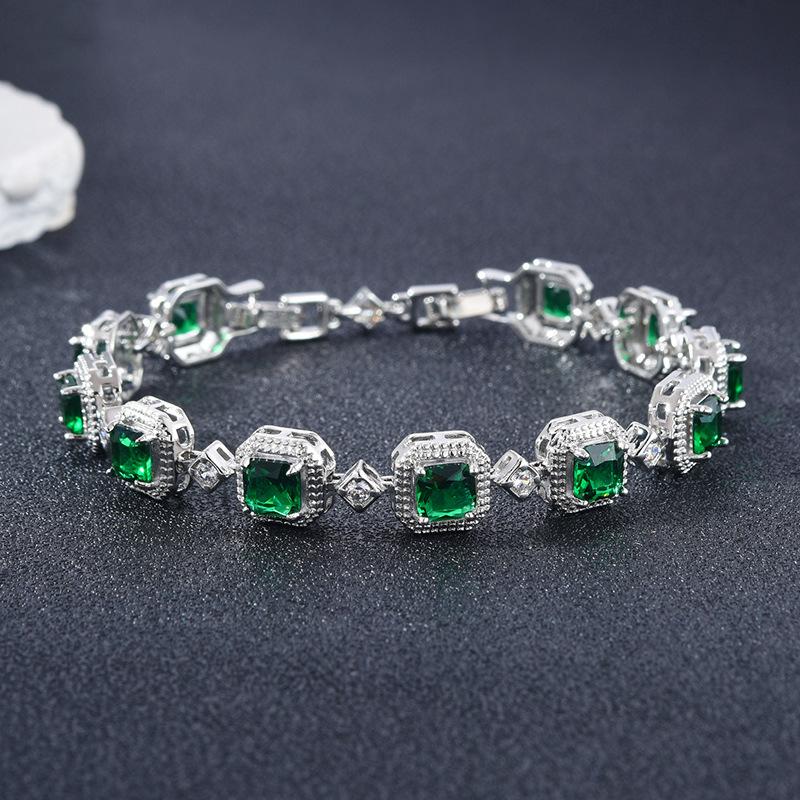 

Регулируемый по цвету цирконовый браслет женский браслет с цветными бриллиантами 17.5 + 3cm зелёный