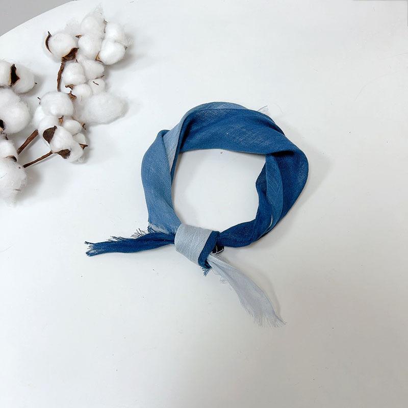 Retro Small Plaid Linen Square Scarf Literary And Versatile Women'S Summer Neck Protection Small Silk Scarf Scarf Accessories