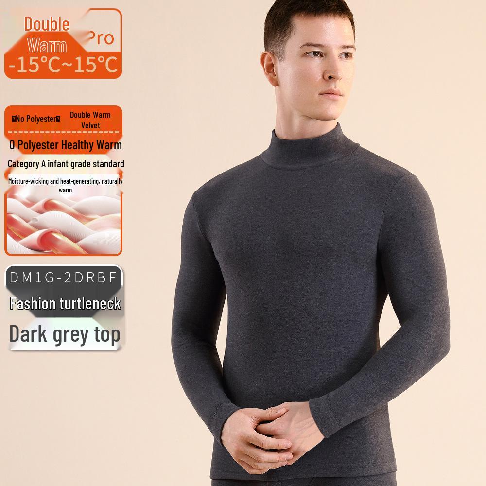 Men's Seamless Polyester Base Layer: No-Pill V-Neck, Round Neck, Mid-High Neck, Warm Autumn Top & Pants