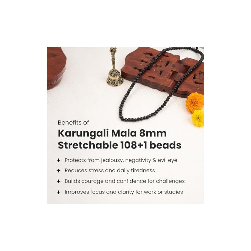 Astrotalk Stretchable Karungali Malai 8mm | Karungali Malai Original 108+1 Beads for Protection & Peace | Stretchable Ja