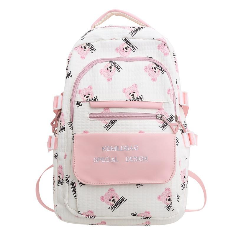 Bear Print Student Schoolbag Girl Backpack Students Third To Sixth Grade Backpack