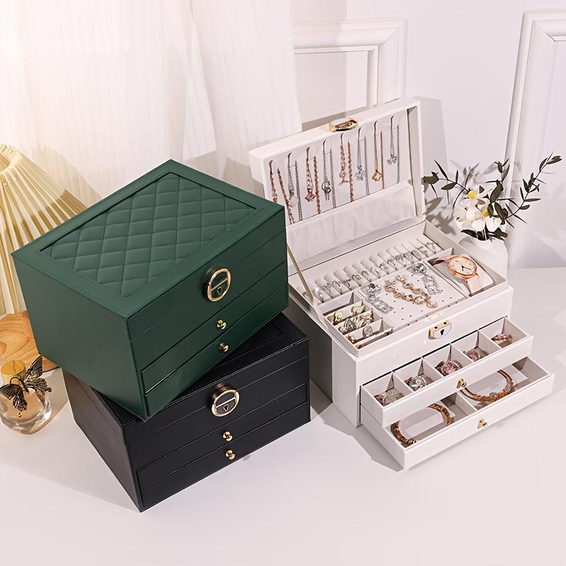 Multi Functional Jewelry Box with Three Layers of Leather Locks, Storage Box for Jewelry,Earring Jewelry Box,Earring Storage Box
