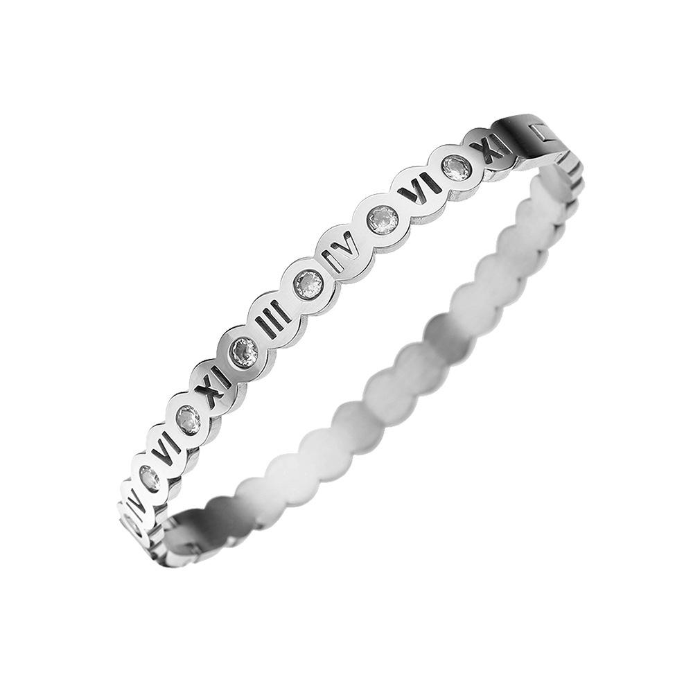 Popular Ladies Hand-dressed Wavy Diamond-inlaided Roman Numeral Bracelet