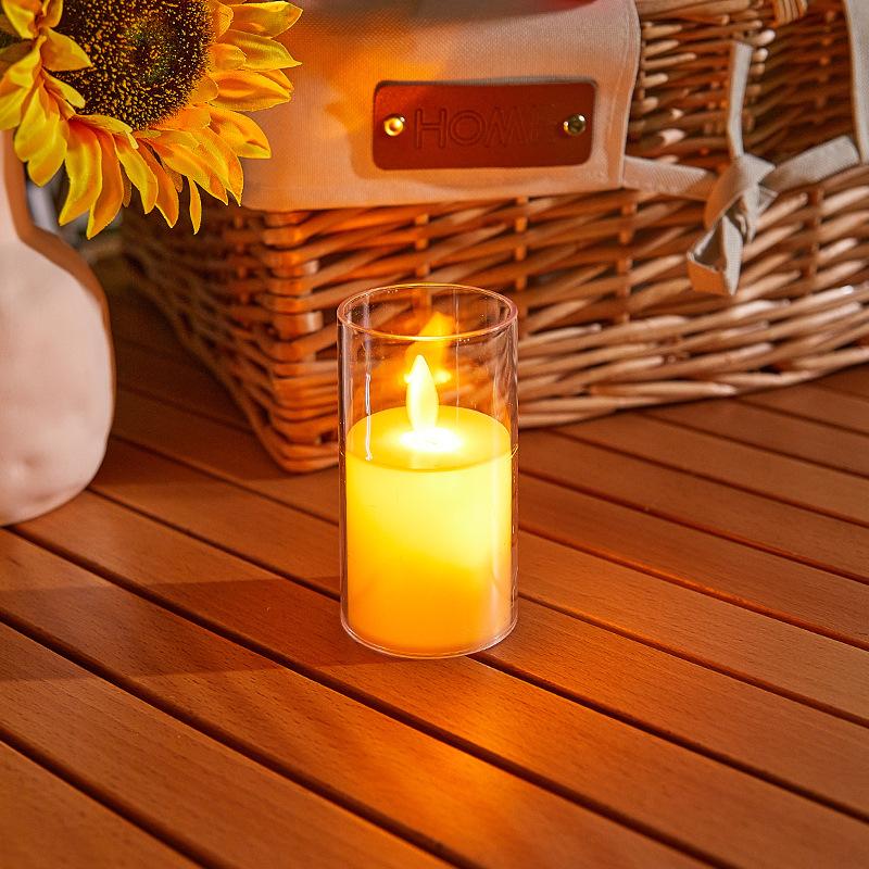 Simulation Glass Electronic Candle Light Proposal Confession Birthday Party Tabletop Ornaments Props Scene Layout Decoration